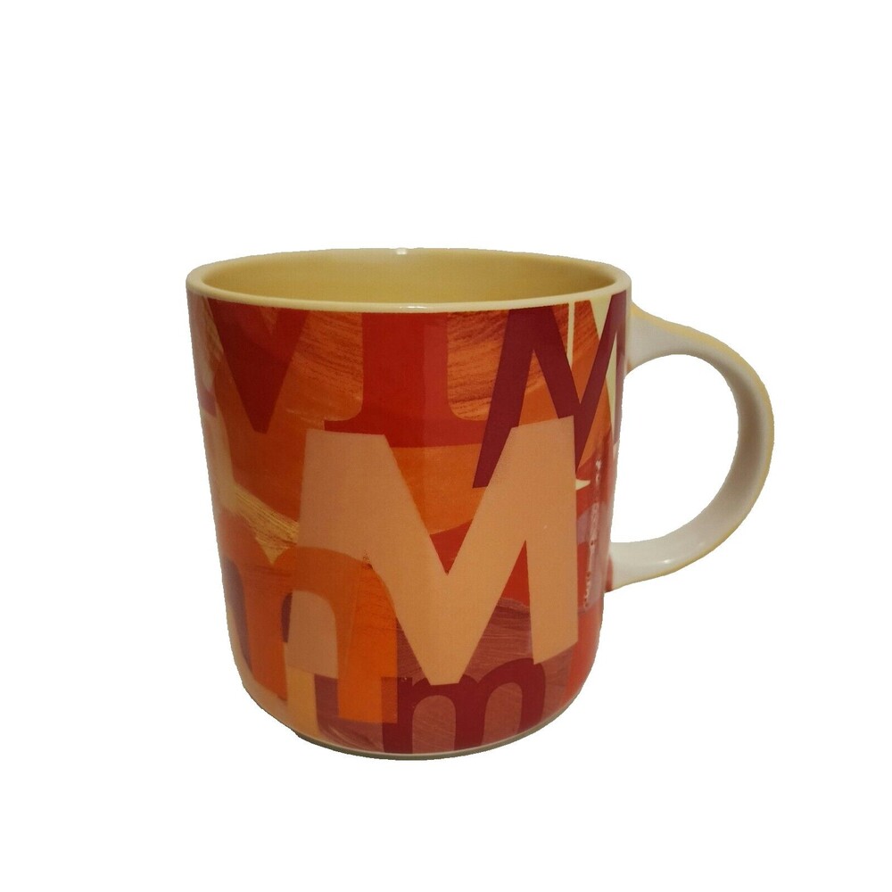 Anthropologie Lottie Monogram Mug “M” 18.5 oz Orange & Yellow Stoneware
